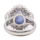 ANELLO BALLERINA IN PLATINO CON ZAFFIRO STELLATO (6.95CT) E DIAMANTI (0.82CT)
