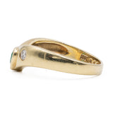 *RESERVADO* Anel "V" vintage em ouro amarelo 14k com esmeralda e diamantes (0,15ctw)