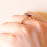 Anello vintage in oro giallo 9K con ametista (0.80ct ca.), anni ‘70/‘80