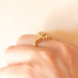 Vintage-Ballerina-Ring aus 18-karätigem Gelbgold mit Diamanten im Brillant- und Spitzschliff (ca. 0.70 ctw), 80er Jahre