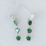 Vintage platinum drop earrings with pear-cut diamonds (0.58ctw) and heart-cut tsavorites (1.36ctw), 90s