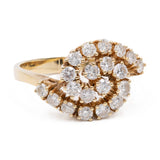 Anello vintage tourbillon in oro giallo 14k con diamanti (1ctw), anni '70