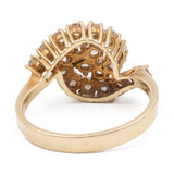 Anello vintage tourbillon in oro giallo 14k con diamanti (1ctw), anni '70