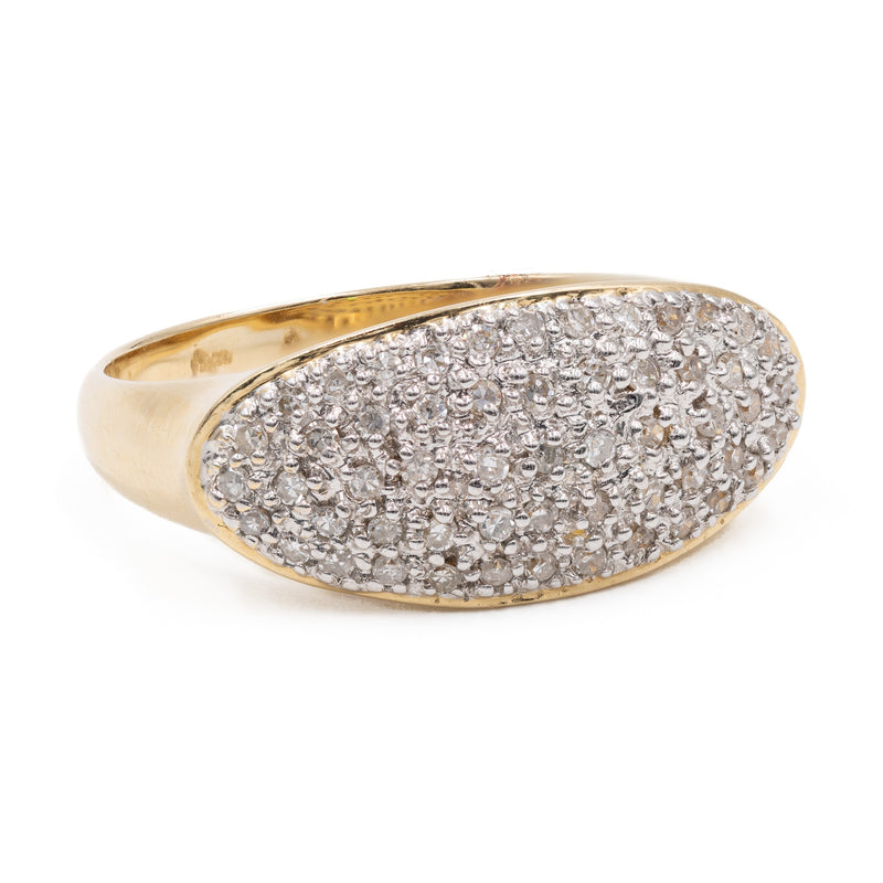 Anello vintage in oro giallo 14k con pavè di diamanti (0,30ctw), anni '80