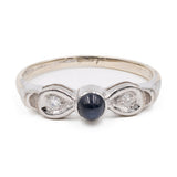 Vintage 14k white gold ring with sapphire and diamonds