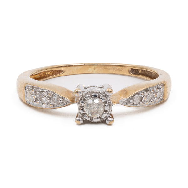 Anello vintage in oro giallo 9k con diamanti (0,15ctw)