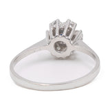 Anello vintage a margherita in oro bianco 14k con zaffiro e diamanti (0,40ctw), anni '70
