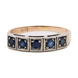 Anello vintage in oro 12k e argento con zaffiri (0,40ctw)