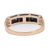 Anello vintage in oro 12k e argento con zaffiri (0,40ctw)