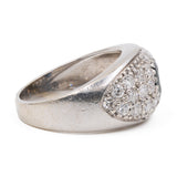 Anello vintage in oro bianco 14k con zaffiro ( 0,55ct) e diamanti (0,42ctw), anni '80