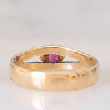 Anello a fascia vintage in oro giallo 8K con rubino sintetico, anni ‘50