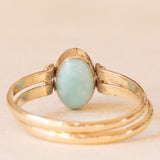 Anello doppio girevole vintage in oro giallo 9K con amazonite e ambra, anni ‘70/‘80