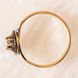 Solitär aus 14-karätigem Gelbgold mit Diamant im Brillantschliff (ca. 0.25 ct) und schwarzer Emaille, 50er Jahre