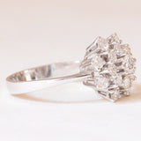 Vintage-Schneeflockenring aus 14-karätigem Weißgold mit Diamanten im Brillantschliff (ca. 1 Karat), 60er Jahre