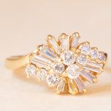 Vintage-Ballerina-Ring aus 18-karätigem Gelbgold mit Diamanten im Brillant- und Spitzschliff (ca. 0.70 ctw), 80er Jahre