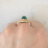 Anello vintage in oro giallo 8K con agata verde, anni ‘60/‘70