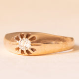 Antiker Solitärring aus 14-karätigem Gelbgold mit Diamant im alten Minenschliff (ca. 0.10 ct), 40er Jahre