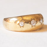 Trilogía gitana vintage de oro amarillo de 8 quilates con diamantes de talla brillante (aprox. 0.14 quilates), años 70