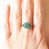 Anello vintage in oro giallo 8K con turchesi, anni ‘50