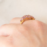 Anello in oro giallo 9K con zaffiri rosa sintetici (1.24ctw)