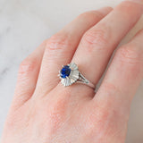 Ballerina in blu - Anello ballerina vintage in platino con zaffiro e diamanti