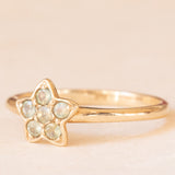 Anello vintage a forma di stella in oro giallo 9K con spinelli sintetici verdi (0.10ctw ca.), anno 2005