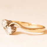 Vintage Toi et Moi in 9K yellow and white gold with brilliant cut diamonds (approx. 0.22ctw), year 1984