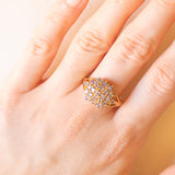 Anello vintage in oro giallo 9K con tanzaniti (1.10ctw ca.), anni ‘80/‘90