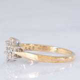 Anello a margherita vintage in oro giallo e bianco 9K con diamanti di taglio brillante (0.25ctw ca.), anni ‘80/‘90