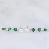 Vintage platinum drop earrings with pear-cut diamonds (0.58ctw) and heart-cut tsavorites (1.36ctw), 90s