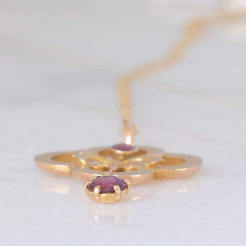 Pendente antico lavalier in oro giallo 9K con ametiste (0.35ctw ca.), anni ‘10/‘20