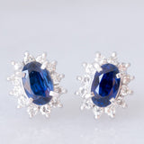 Orecchini a margherita vintage in platino con zaffiri (1.96ctw) e diamanti (0.34ctw), anni ‘90