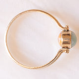 Anello doppio girevole vintage in oro giallo 9K con amazonite e ambra, anni ‘70/‘80