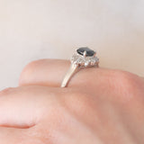 Anello ballerina vintage in platino con zaffiro (1.05ct) e diamanti (0.35ctw), anni ‘90
