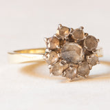 Antique 14K yellow gold and silver daisy ring with rose cut diamonds (approx. 0.60ctw), late 800s