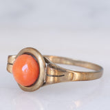 Vintage 8K Yellow Gold Orange Coral Ring, 60s