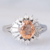 Anello ballerina in platino con topazio imperiale (1.85ct) e diamanti (0.72ctw), anni ‘80/‘90