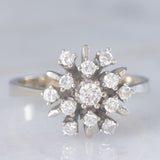 Anello a fiocco di neve in oro bianco 14K con diamanti di taglio brillante (0.50ctw ca.), anni ‘70
