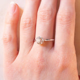 Retro-Solitär aus 18 Karat Weißgold mit Diamant im Brillantschliff (ca. 0.35 ct), 40er Jahre