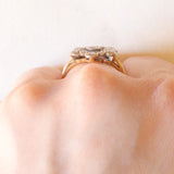 Antiker 18-Karat-Gelb- und Weißgold-Diamant-Blumenring im alten europäischen Schliff (ca. 0.88 ctw), 20er Jahre
