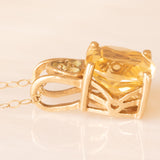 Vintage 9K Yellow Gold Chain Necklace with 9K Yellow Gold Pendant with Citrine Quartz and Peridots