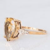 Anello da cocktail vintage in oro giallo 9K con quarzo citrino (2.20ct ca.) e diamanti, anno 2010