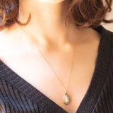Vintage necklace with 9K yellow gold chain and 9K yellow gold pendant and green jasperware, 1982