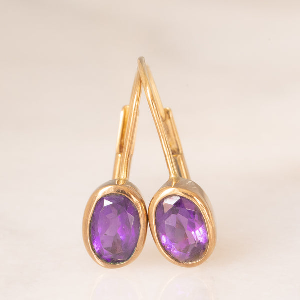 Orecchini vintage in oro giallo 8K e ametiste (0.60ctw ca.)
