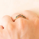 Vintage-Ring „Dearest“ aus 9 Karat Gelbgold mit Diamant, Smaragd, Amethyst, Rubin, Smaragd, Saphir und Turmalin, Jahr 1992