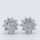 Orecchini a margherita vintage in platino con diamanti di taglio brillante (0.54ctw)