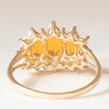 Vintage-Ring aus 9-karätigem Gelbgold mit Opalen (ca. 0.70 ctw) und orangefarbener Glaspaste, 2002