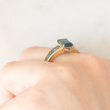 Anello vintage in oro giallo 9K e topazi azzurri (2.80ctw ca.), anni ‘90