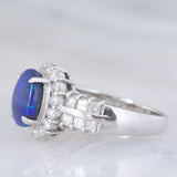 Anello vintage in platino con opale nero (1.51) e diamanti (0.92ctw), anni ‘80/‘90