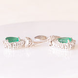 18K white gold earrings with emeralds (approx. 1.40ctw) and brilliant-cut diamonds (approx. 1ctw)